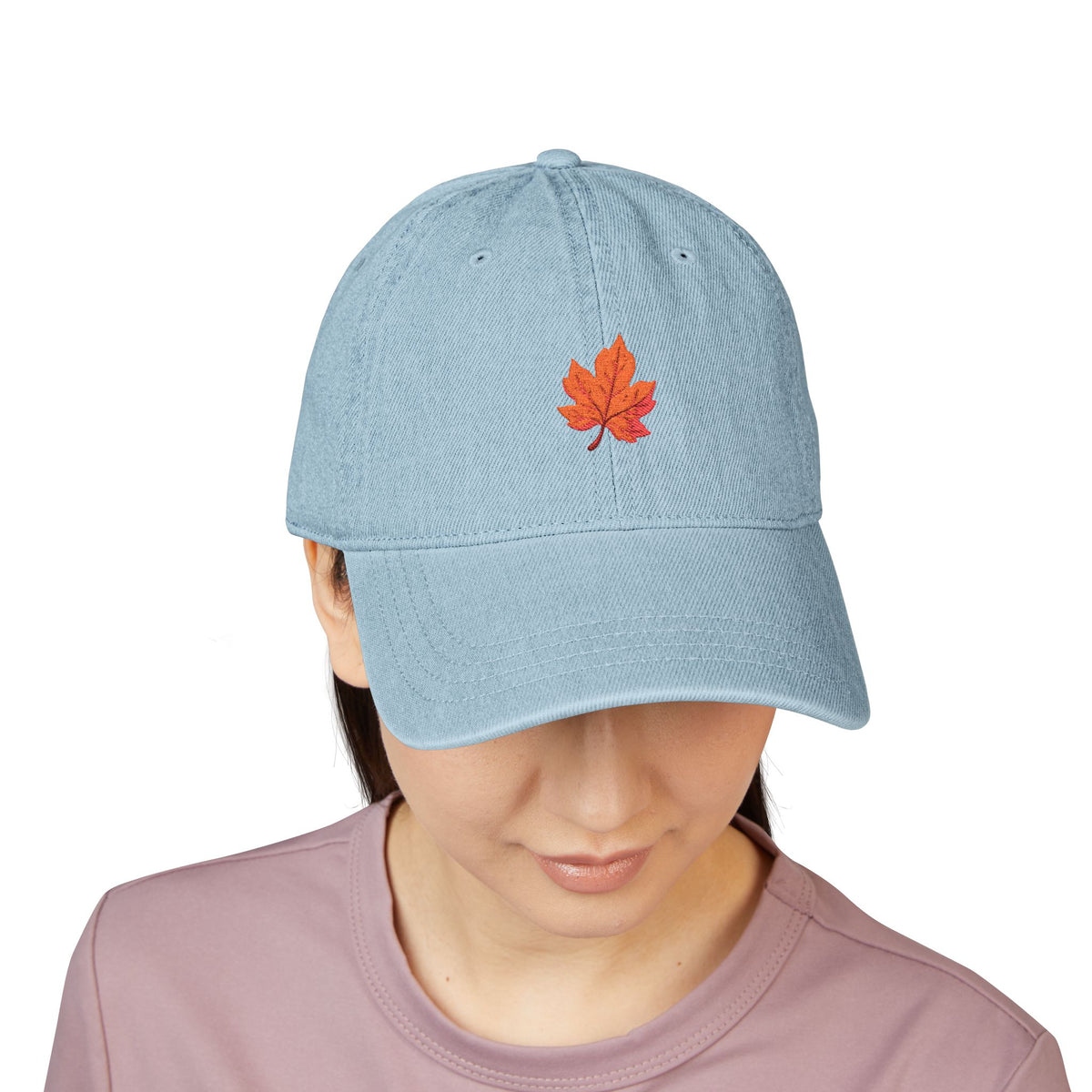 Embroidered Fall Maple Leaf Denim Hat