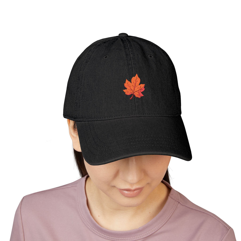 Embroidered Fall Maple Leaf Denim Hat