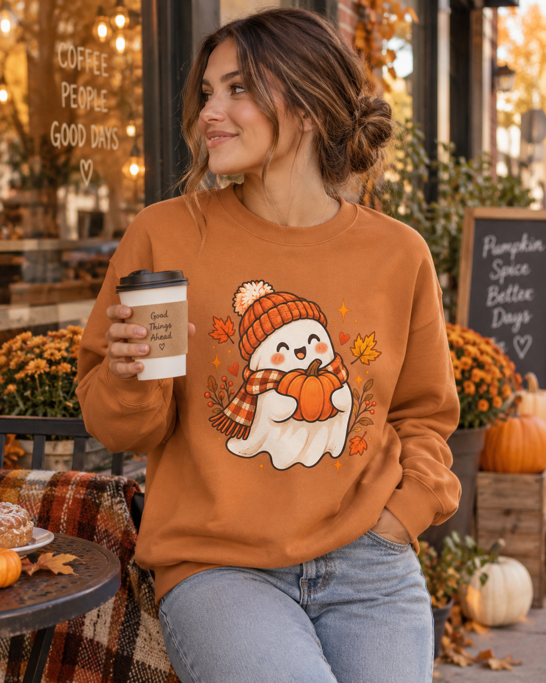 Pumpkin & Scarf Ghost Sweatshirt
